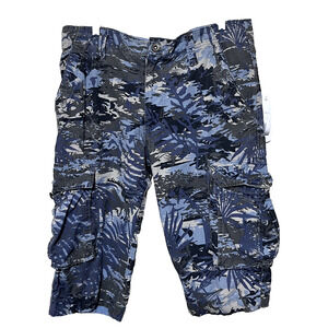 Blue Cargo Camo Shorts Men's 34x16 Long Blu Law Outdoor Fishing Utility